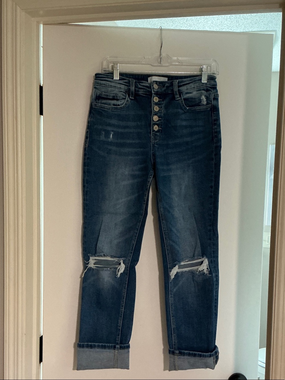 High-Rise Straight Leg Women’s Jeans in Dark Blue